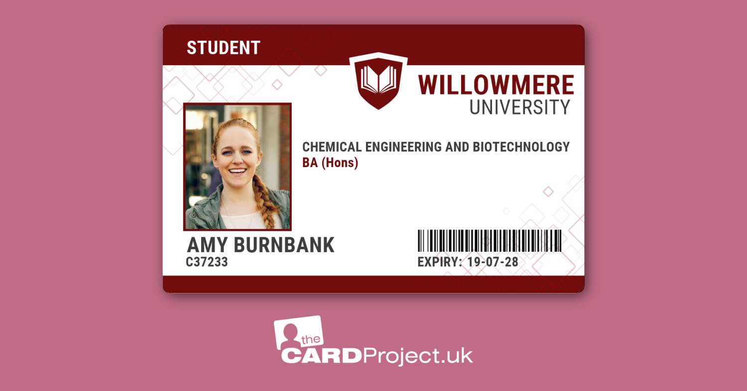 University Student ID Card Academic Maroon Shield